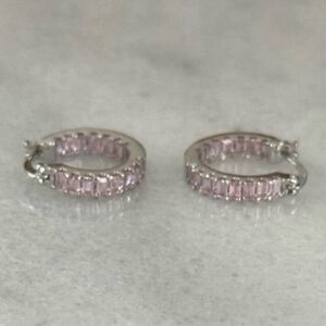 NEW STOCK Sterling Silver Pink Thick Crystal Hoop Earrings 

Brand New